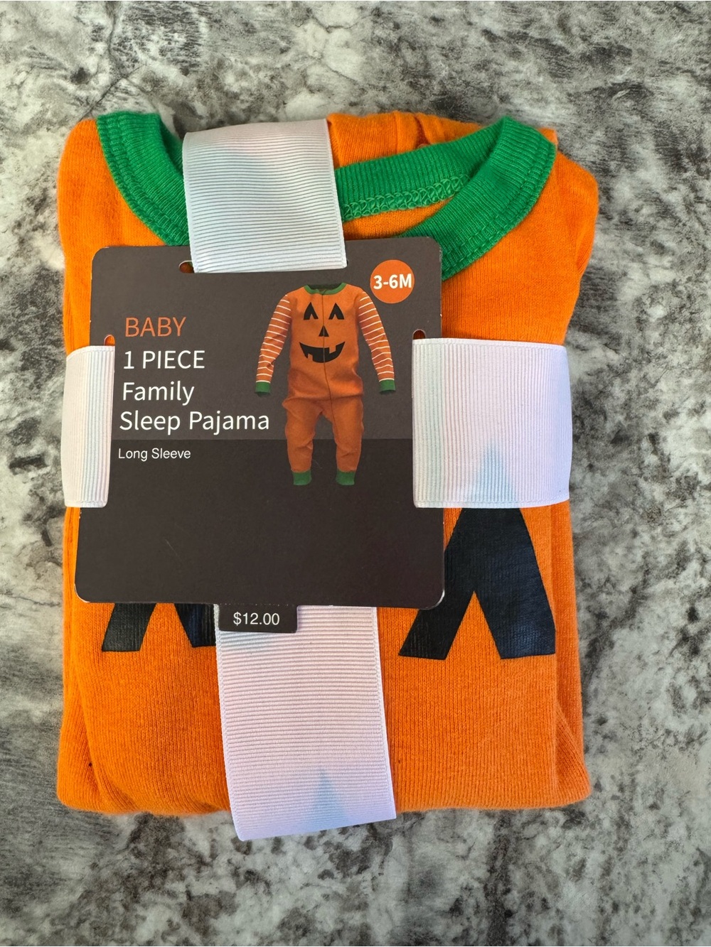 Target Orange Pumpkin Baby 1-Piece Sleep Pajama with Green Trim